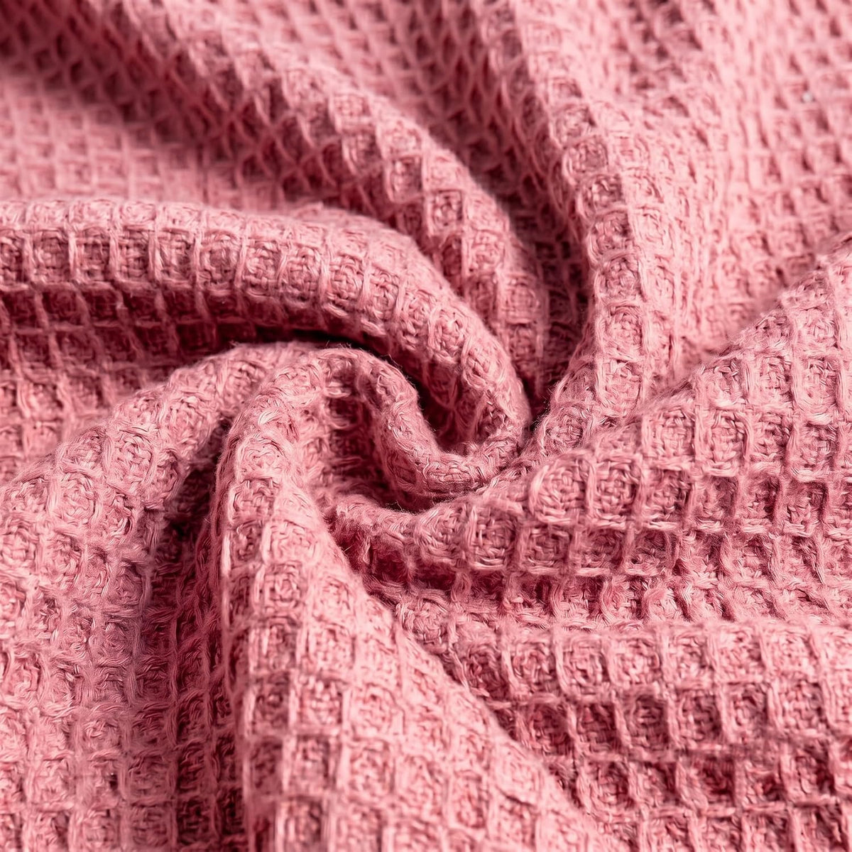 Hand Woven Cotton Throw Blanket 50x60" – Soft, Breathable Pink Sofa Blanket