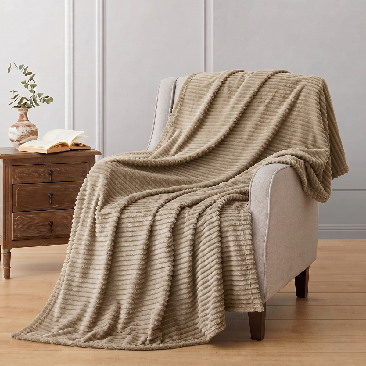 SUPER SOFT FLEECE RIBBED BLANKET ALL SEASON