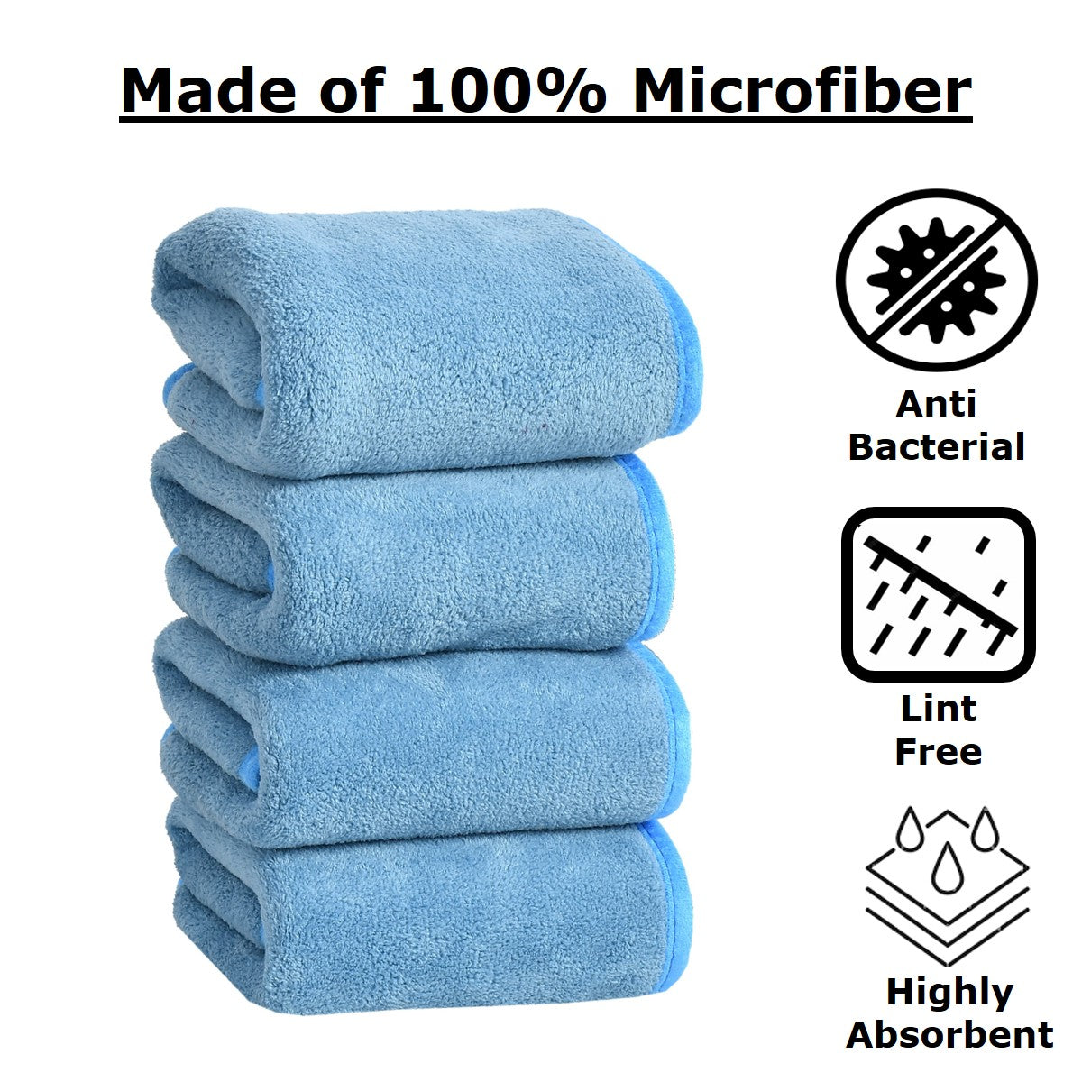 Iris Hand Towel Pack of 4 300 GSM Super Soft Microfiber 40x60 CM