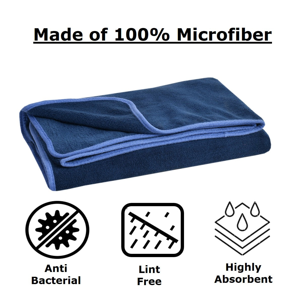 Iris Bath Towel 300 GSM Super Soft Microfiber 70x140 CM Navy