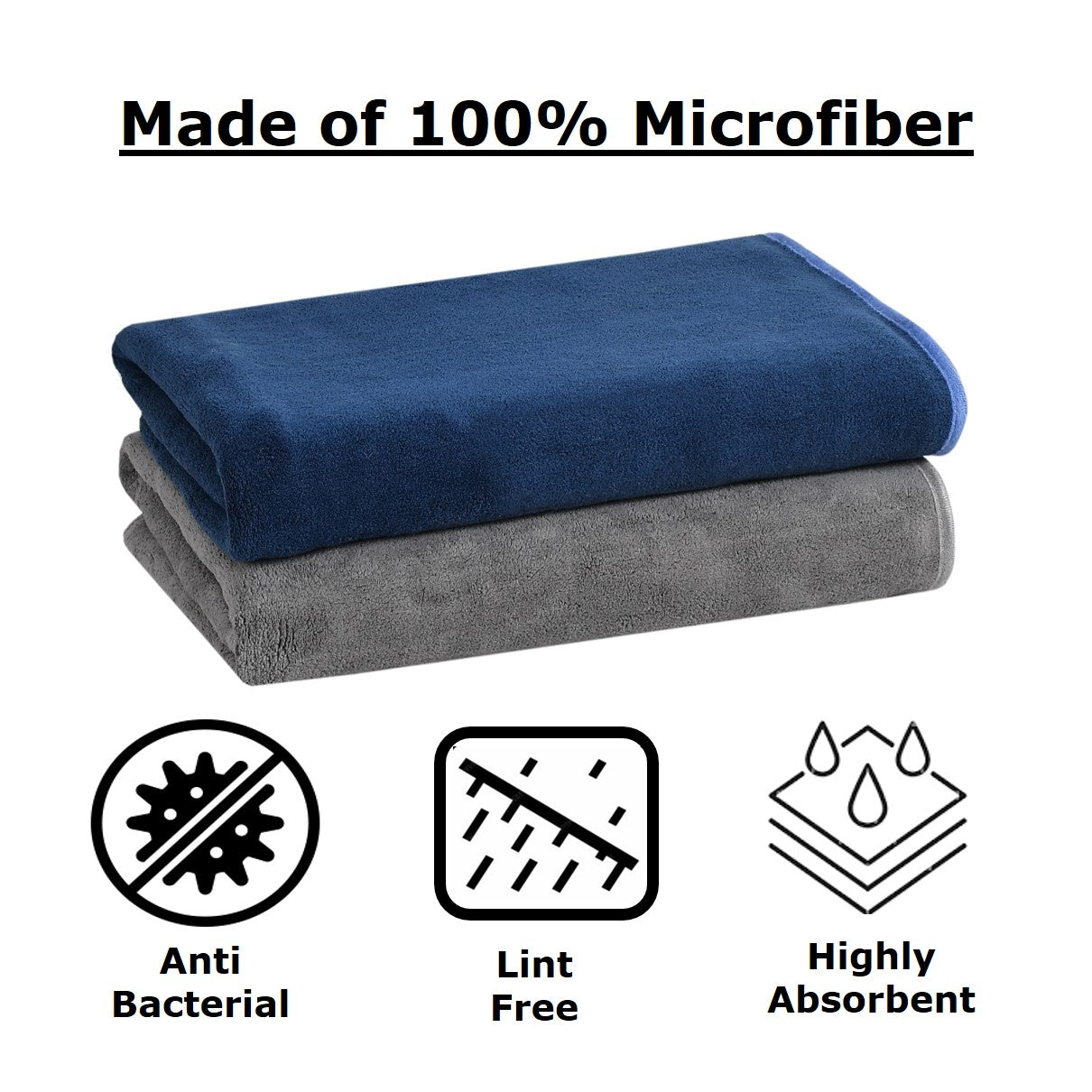 Iris Bath Towel Pack of 2 300 GSM Super Soft Microfiber 70x140 CM