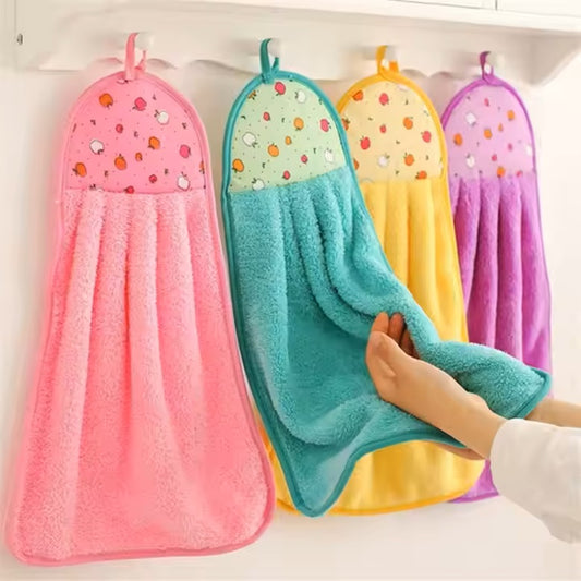 Printed Hanging Towels Pack of 4 Super Soft Microfiber Quick-Dry