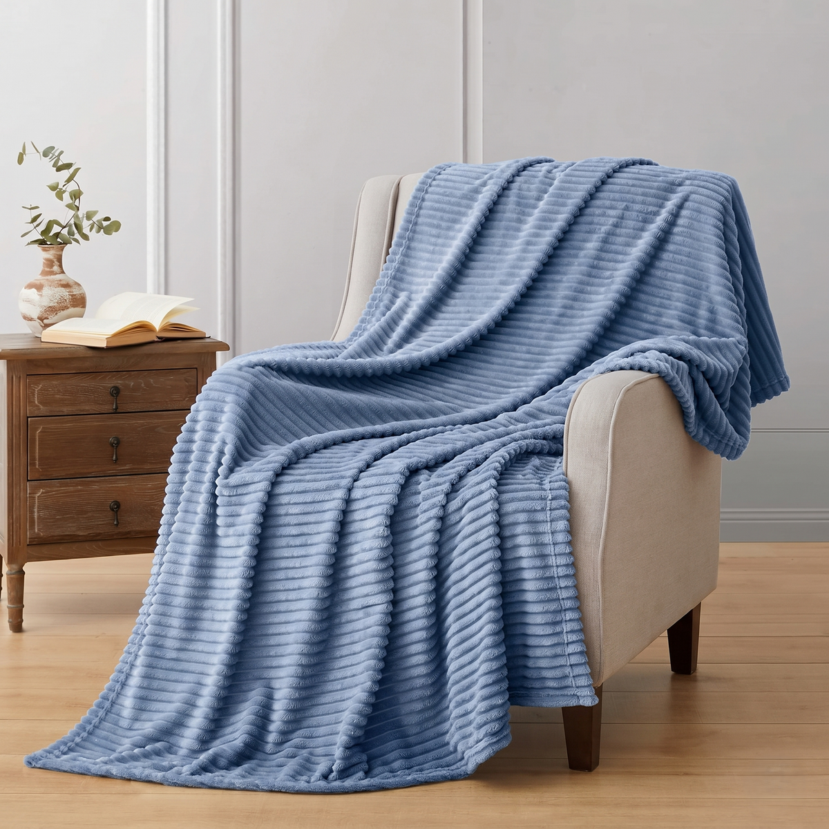 SUPER SOFT FLEECE RIBBED BLANKET ALL SEASON