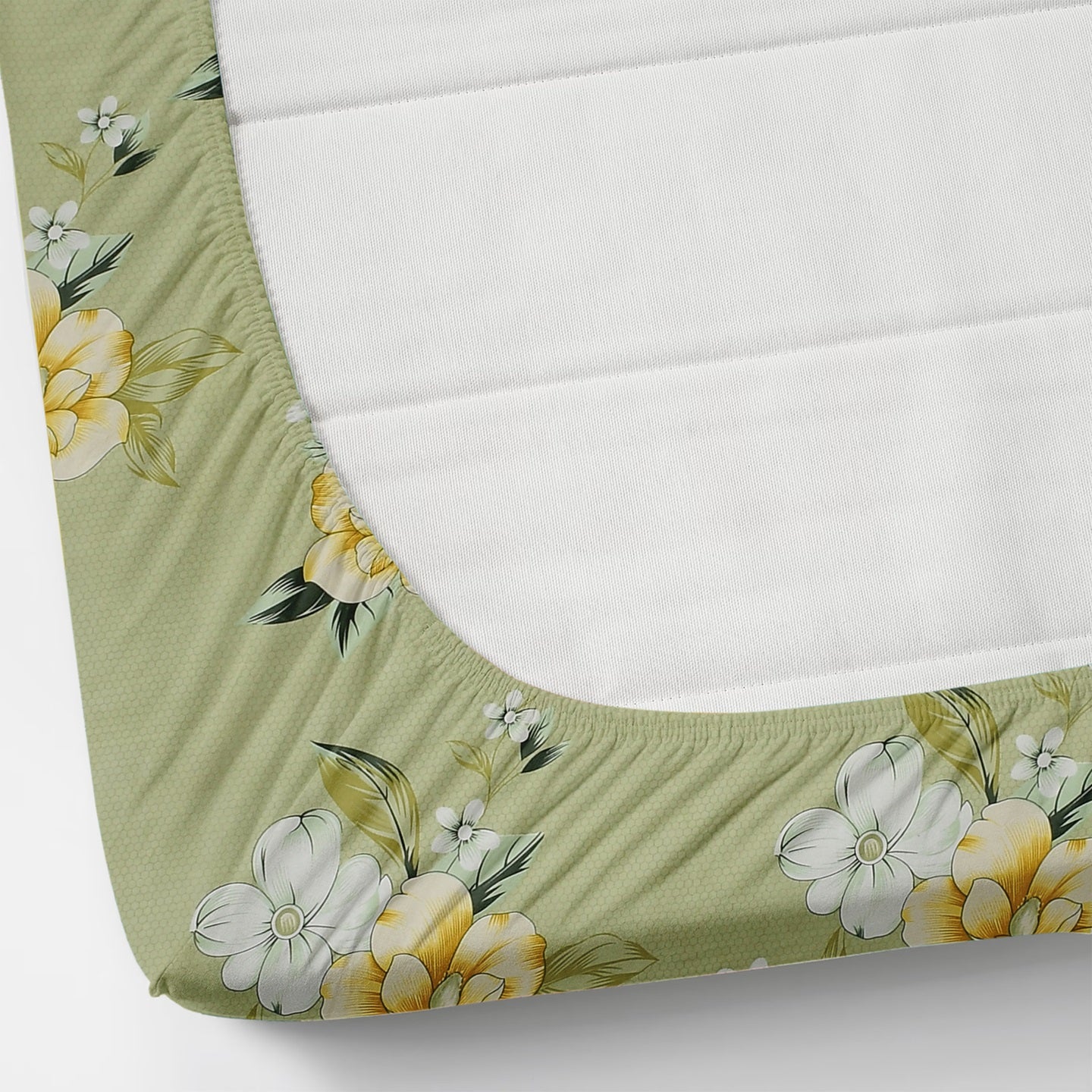 Cotton Bolls Fitted Elatic King Size Double Bedsheet