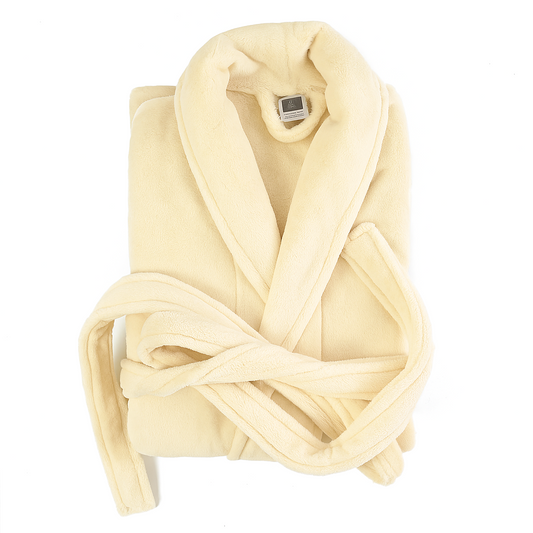 Luxury Plush Grey Unisex Bath Robe Made with Super Soft & Highly Absorbent Microfiber - Cream