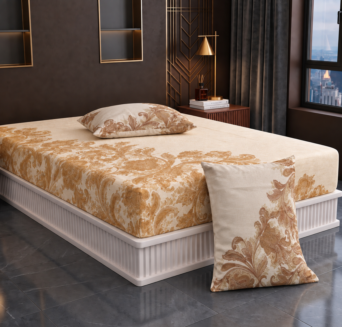 Glace Cotton Double Bedsheet with 2 Pillow Covers - Fade Resistant Soft Breathable Fabric (Copy) (Copy) (Copy) (Copy) (Copy)