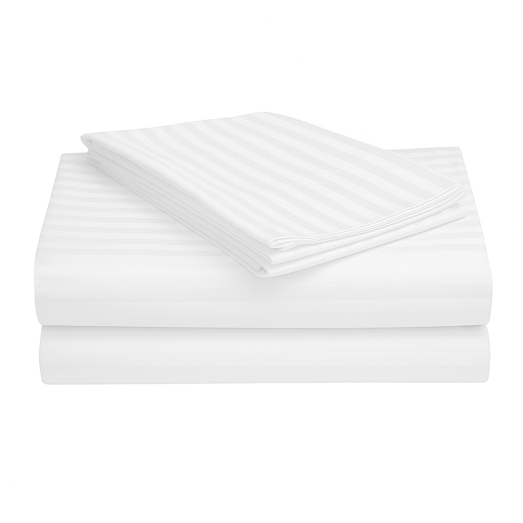Cotton Bolls 300 TC 100% Cotton Stripes King Bed Sheet - Premium Bedsheet and 2 Pillow Covers