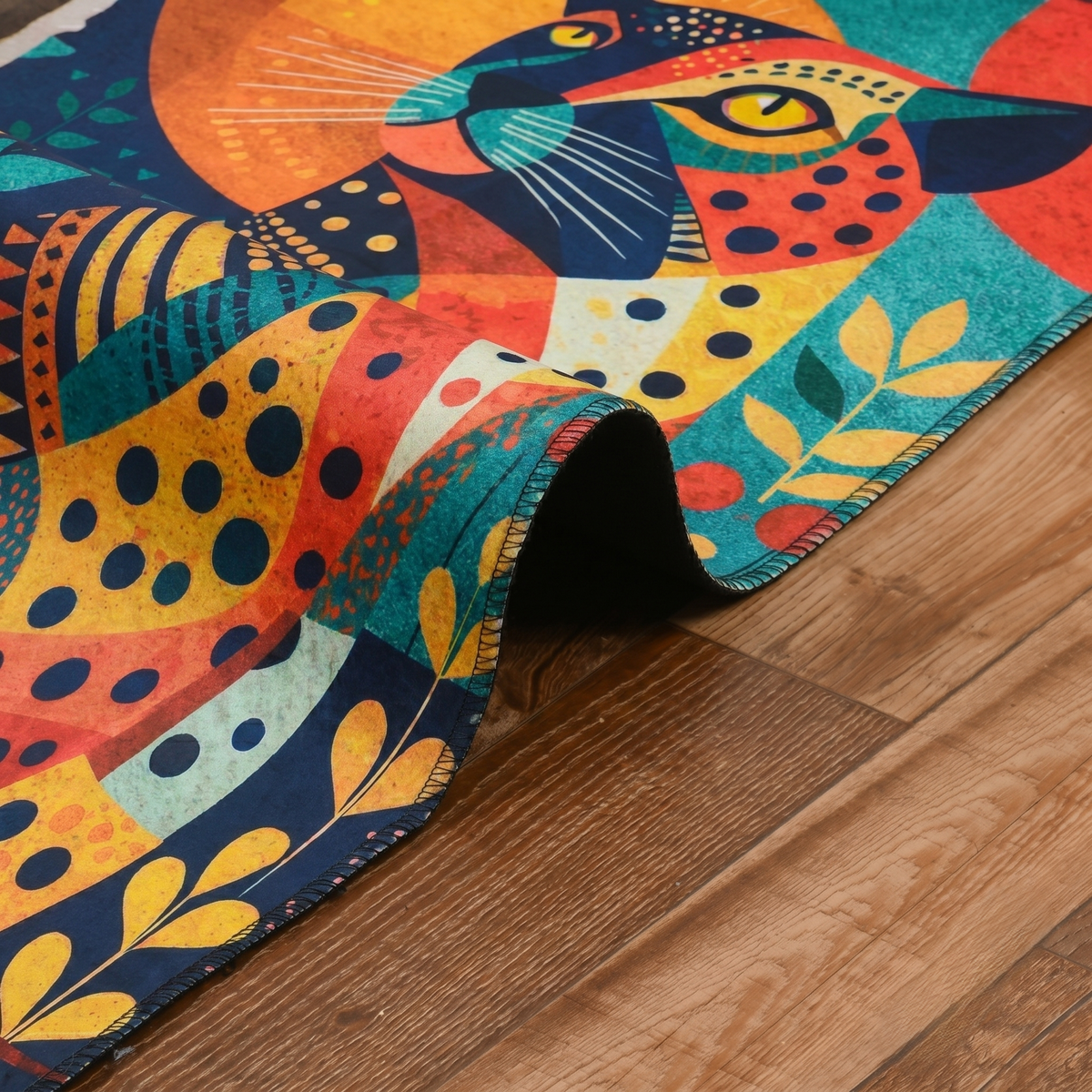 Wild Animal Print Area Rug 5x7 ft | Lightweight & Foldable Carpet