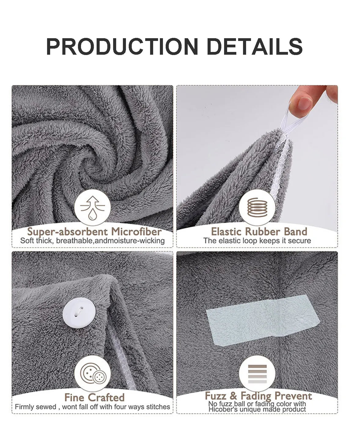 Iris Hair Drying Towels Pack of 3 Super Soft Microfiber Quick-Dry (Pink,Green,Blue)