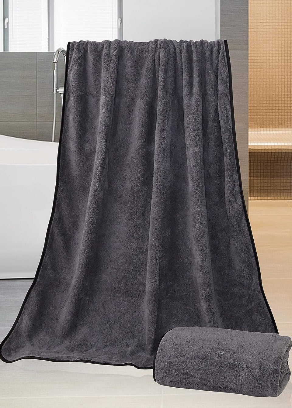 Iris Bath Towel 300 GSM Super Soft Microfiber 70x140 CM Grey