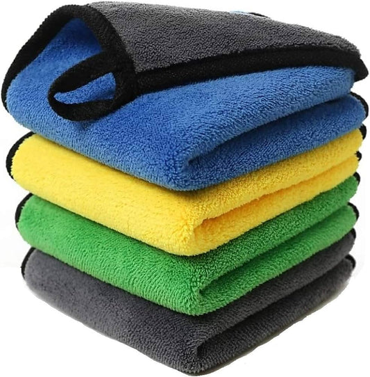 Cotton Bolls Microfiber Dual Sided Cleaning Cloth 40x40 Cm, 500 GSM Pack Of 4 Multicolor