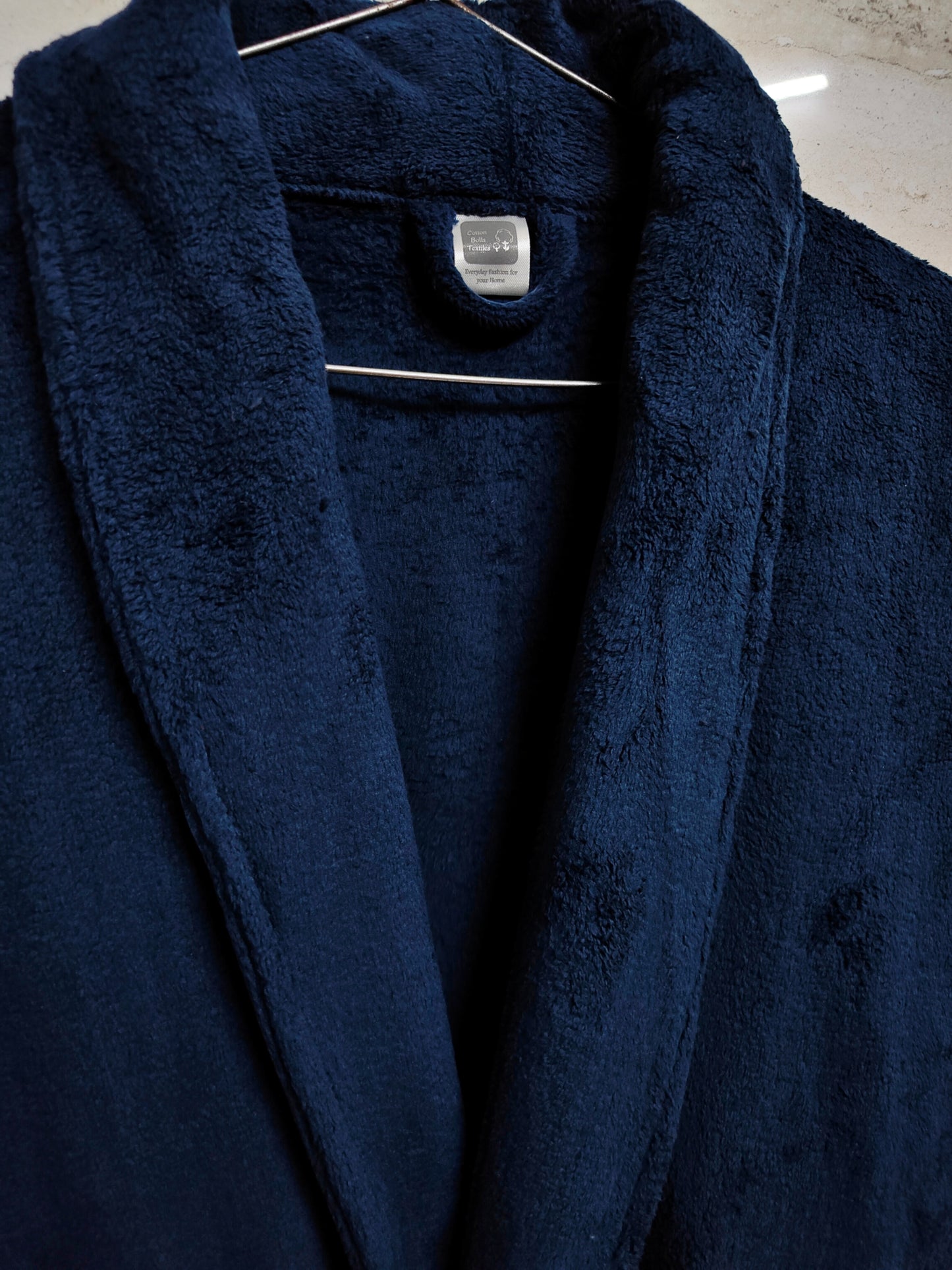Luxury Plush Grey Unisex Bath Robe Made with Super Soft & Highly Absorbent Microfiber-NAVY