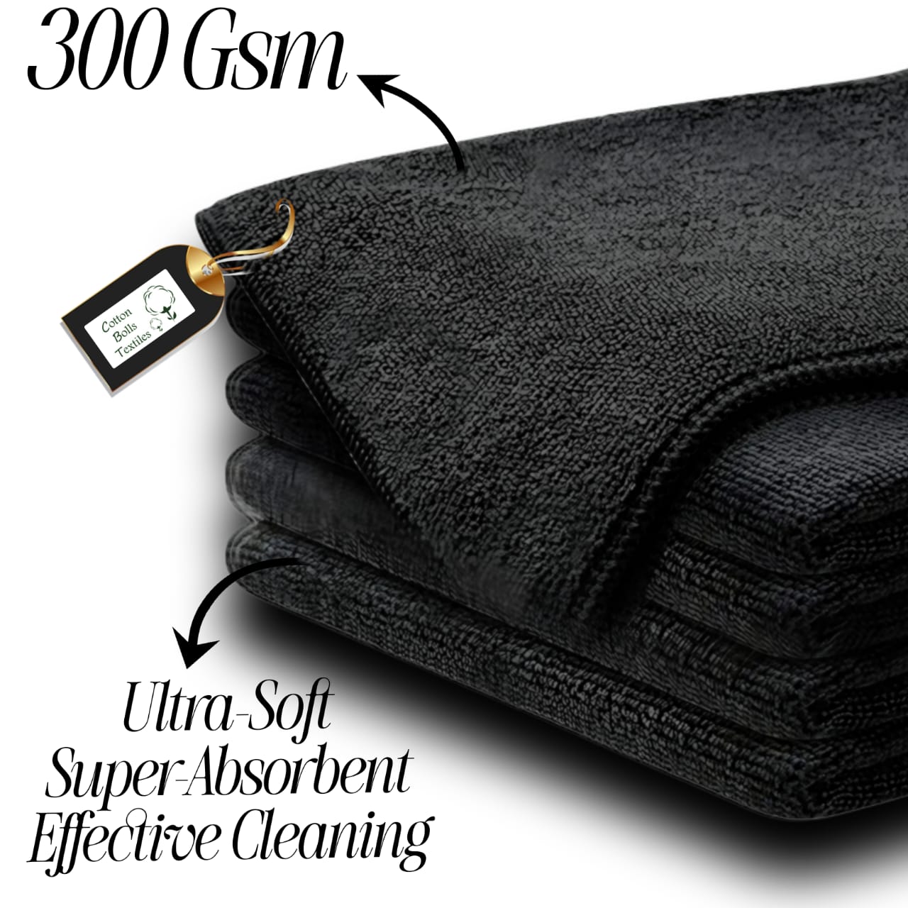 Microfiber Cleaning Cloth For Car 40x40 Cm ,300GSM Pack Of 10 Grey