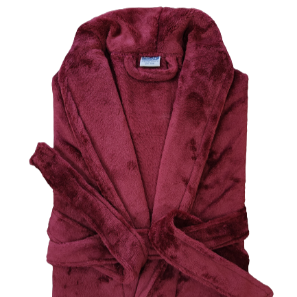 Luxury Plush Grey Unisex Bath Robe Made with Super Soft & Highly Absorbent Microfiber-MAROON