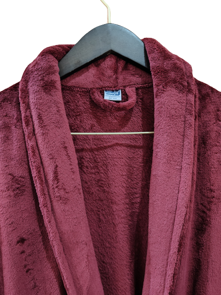 Luxury Plush Grey Unisex Bath Robe Made with Super Soft & Highly Absorbent Microfiber-MAROON