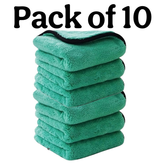 Microfiber Cleaning Cloth For Car 40x40 Cm ,300GSM Pack Of 10 Green
