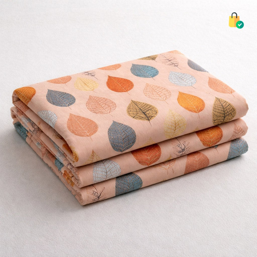 Glace Cotton Double Bedsheet with 2 Pillow Covers - Fade Resistant Soft Breathable Fabric