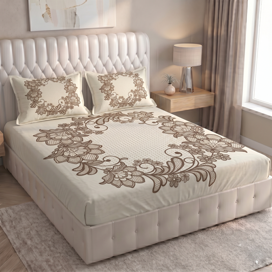 Glace Cotton Double Bedsheet with 2 Pillow Covers - Fade Resistant Soft Breathable Fabric (Copy) (Copy) (Copy)