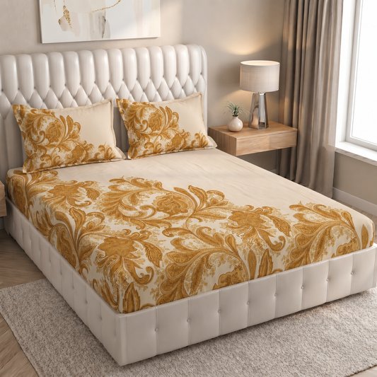 Glace Cotton Double Bedsheet with 2 Pillow Covers - Fade Resistant Soft Breathable Fabric (Copy) (Copy) (Copy) (Copy) (Copy)