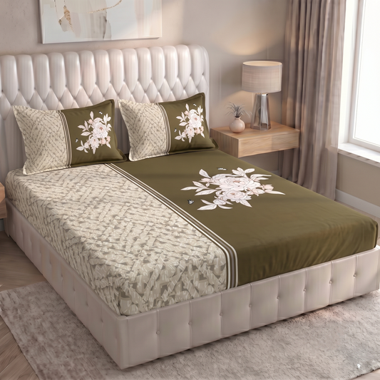 Glace Cotton Double Bedsheet with 2 Pillow Covers - Fade Resistant Soft Breathable Fabric (Copy) (Copy) (Copy) (Copy)