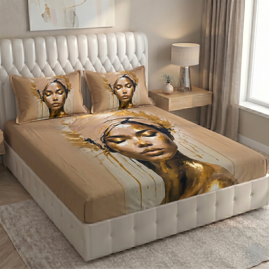 Glace Cotton Double Bedsheet with 2 Pillow Covers - Fade Resistant Soft Breathable Fabric (Copy)