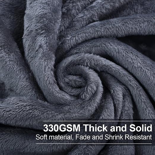 Fleece Double Flat 300 TC Solid Warm Bedsheet Pack Of 1 (Dark Grey)