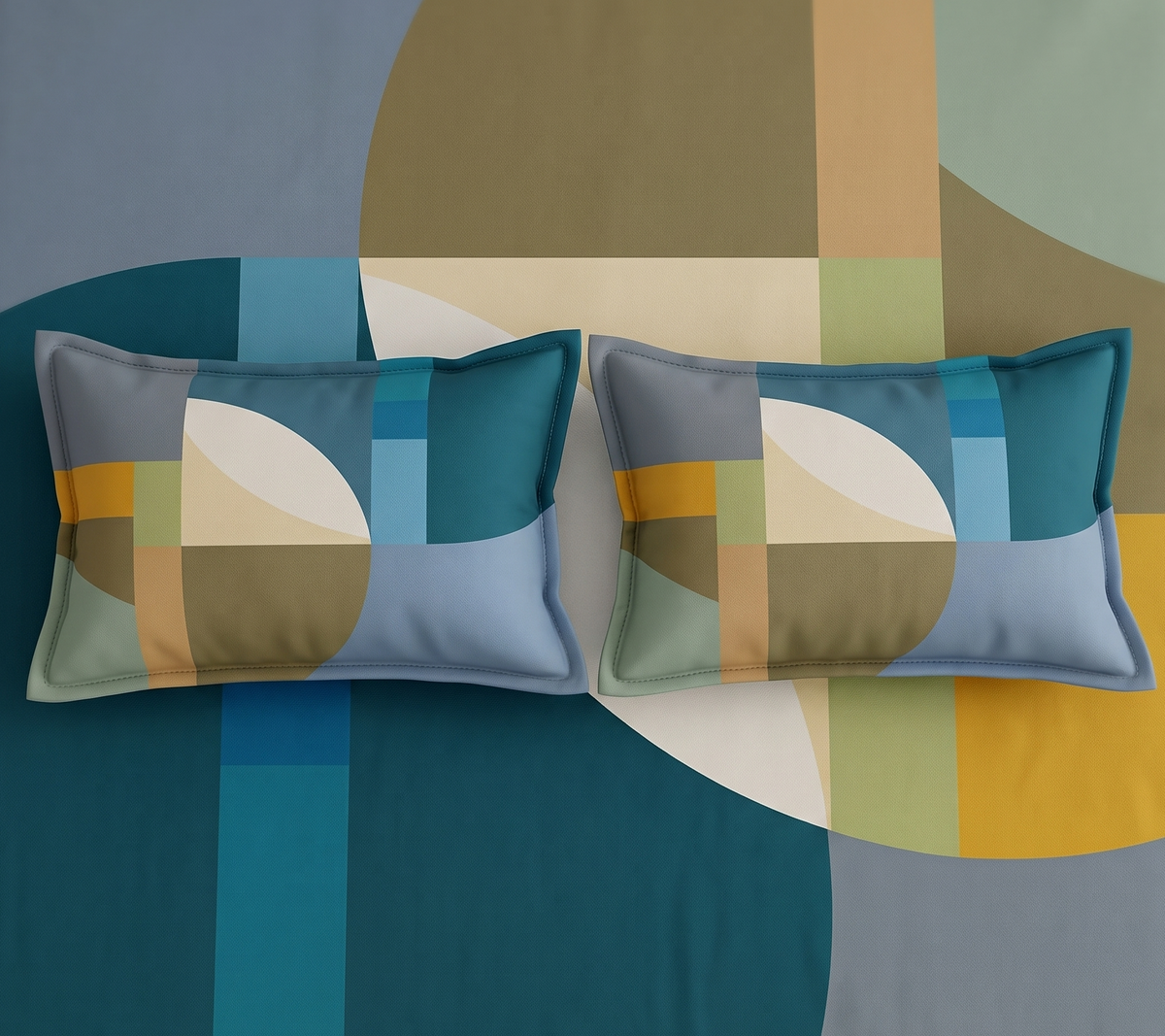 Glace Cotton Double Bedsheet with 2 Pillow Covers - Fade Resistant Soft Breathable Fabric