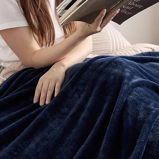 Fleece Double Flat 300 TC Solid Warm Bedsheet Pack Of 1 (Navy Blue)