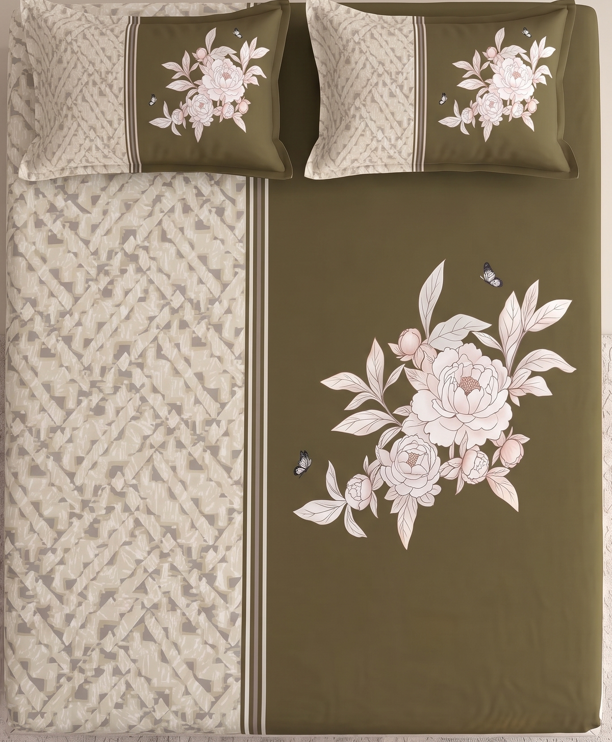 Glace Cotton Double Bedsheet with 2 Pillow Covers - Fade Resistant Soft Breathable Fabric (Copy) (Copy) (Copy) (Copy)