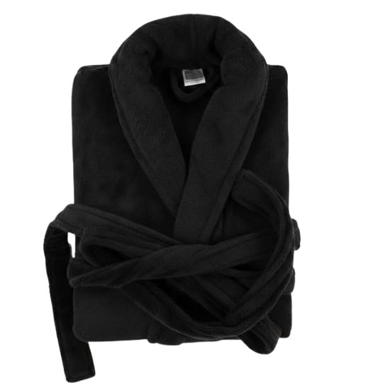 Luxury Plush Grey Unisex Bath Robe Made with Super Soft & Highly Absorbent Microfiber - Black