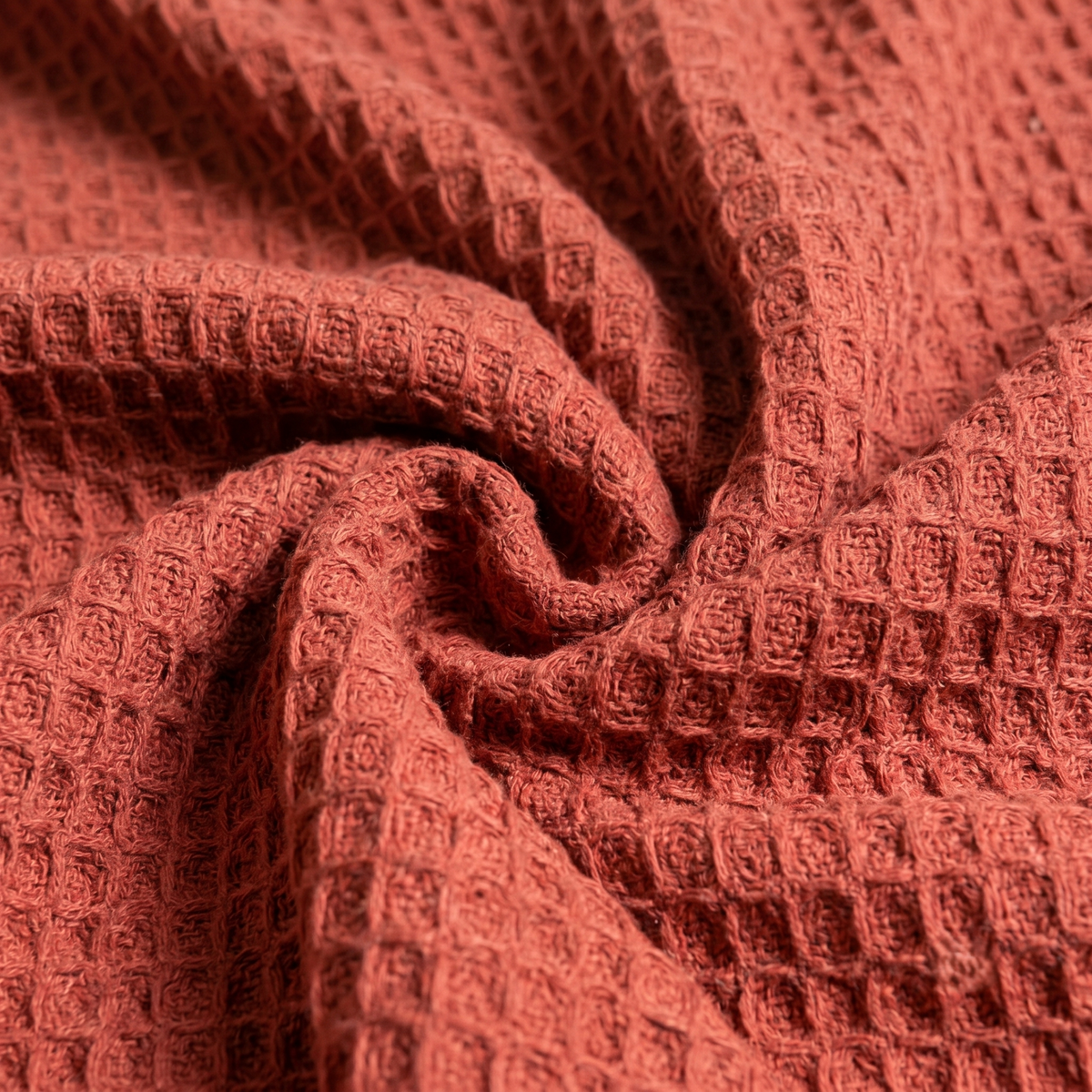 Hand Woven Cotton Throw Blanket 50x60" – Soft, Breathable Rust Sofa Blanket