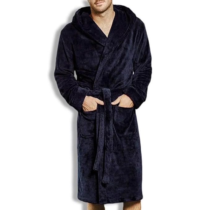 Luxury Plush Grey Unisex Bath Robe Made with Super Soft & Highly Absorbent Microfiber - Black