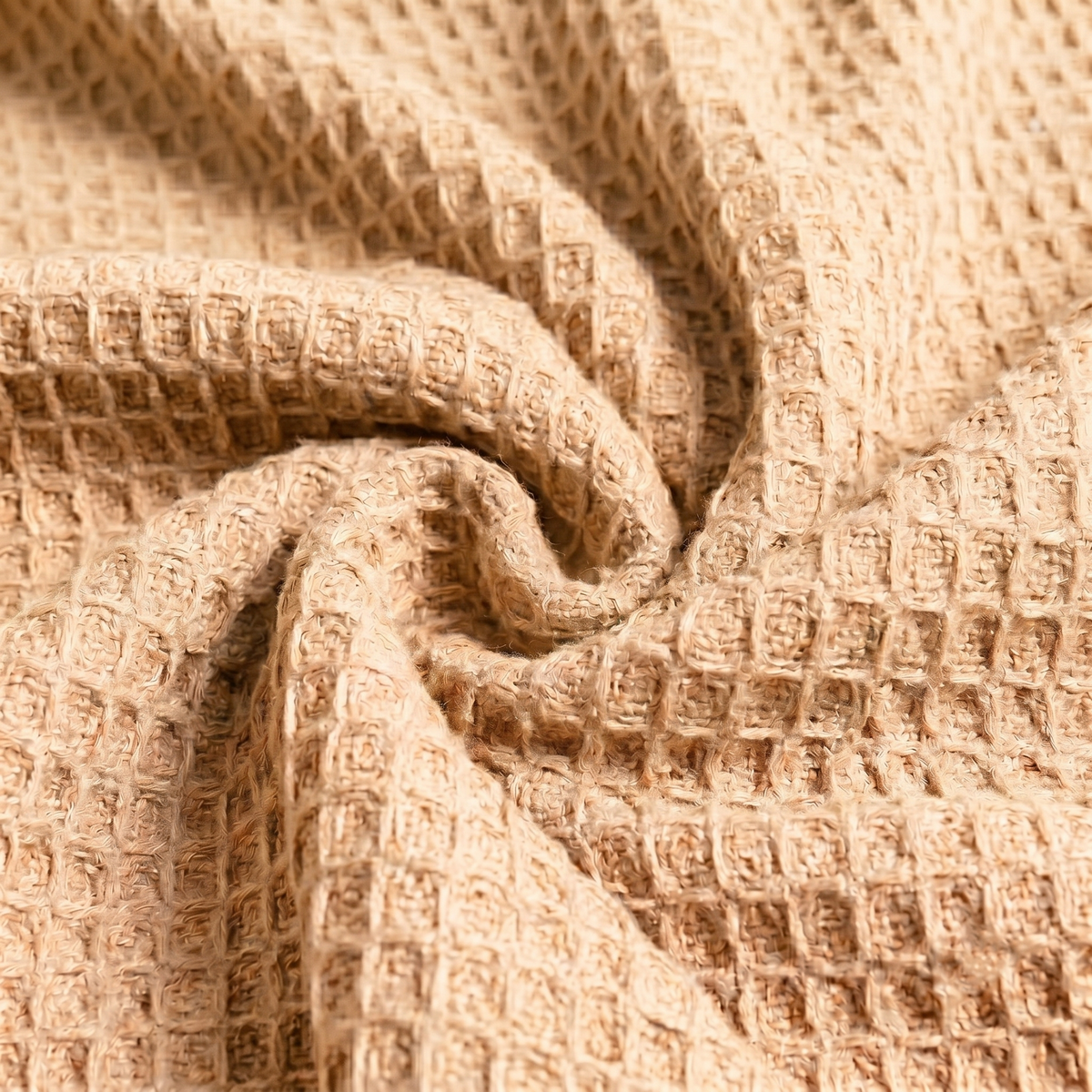 Hand Woven Cotton Throw Blanket 50x60" – Soft, Breathable Beige Sofa Blanket