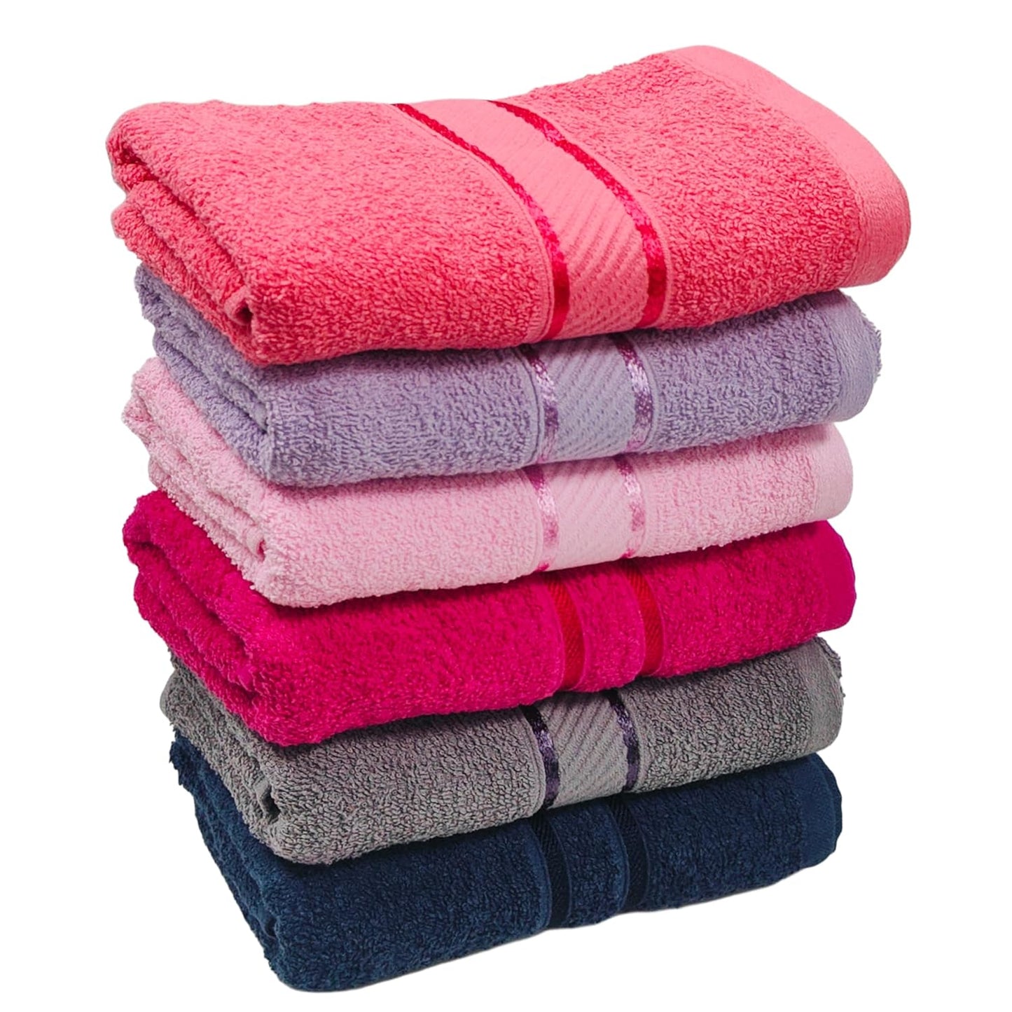 Cotton Hand Towel 6 Pcs 450 GSM (40x60 cms) Multicolor