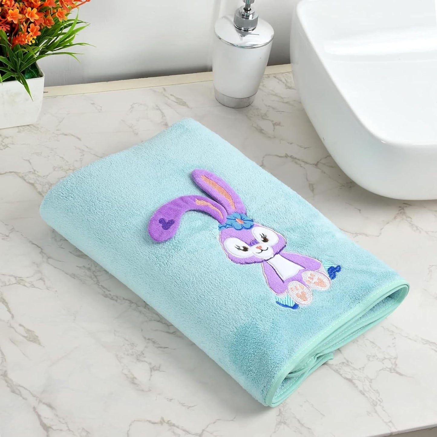 Cotton Bolls Quick Dry Microfiber Bunny Bath Towel Large Size