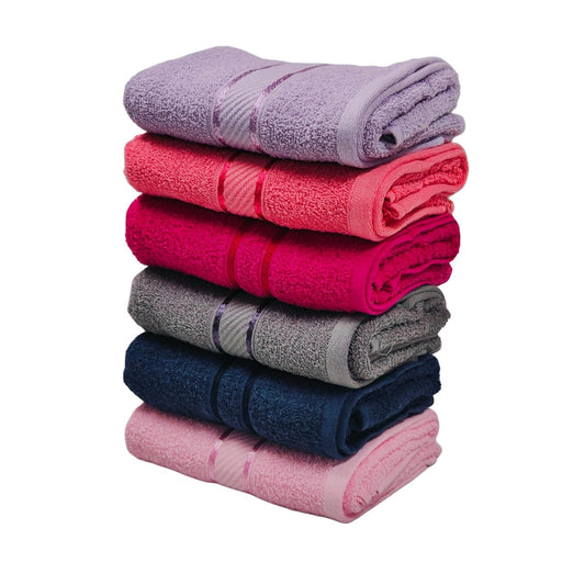 Cotton Hand Towel 6 Pcs 450 GSM (40x60 cms) Multicolor