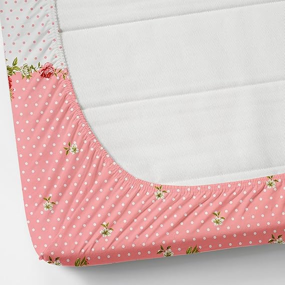 Pack of 2 Fitted King Size Bedsheet Glace Cotton with all Round Elastic 72x78x7