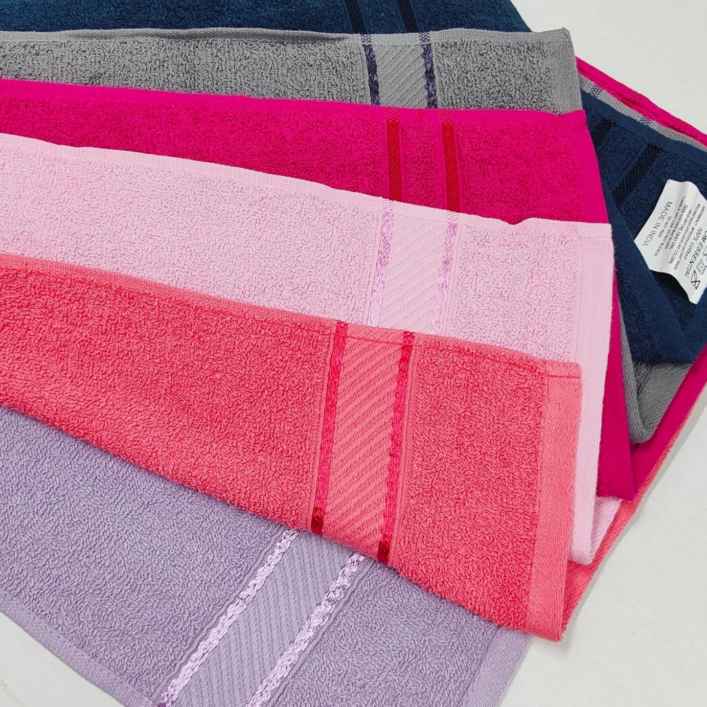 Cotton Hand Towel 6 Pcs 450 GSM (40x60 cms) Multicolor