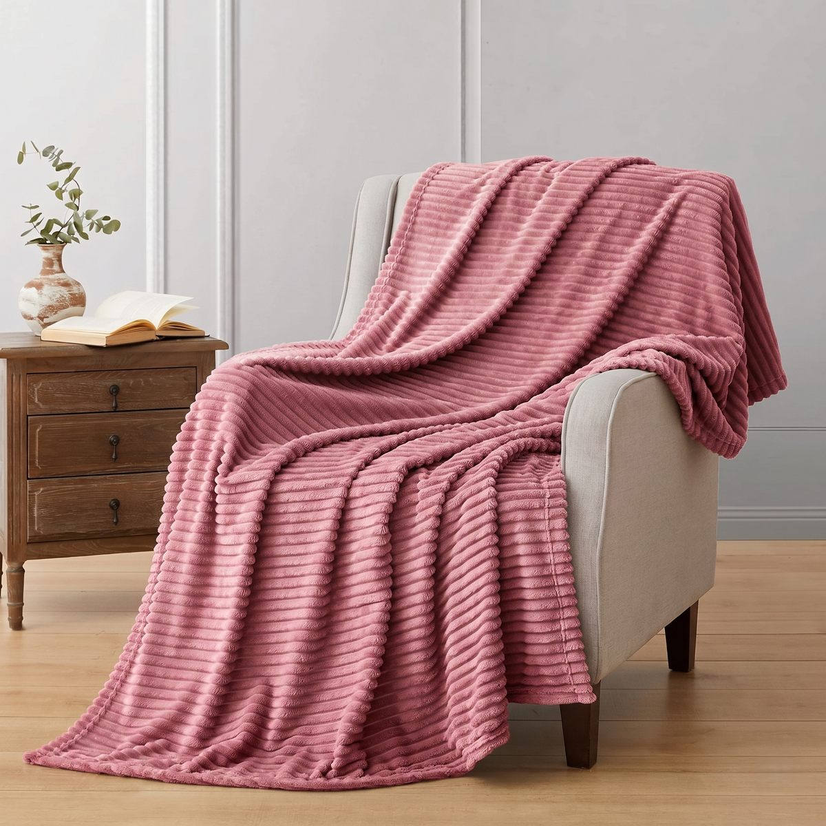 SUPER SOFT FLEECE RIBBED BLANKET ALL SEASON