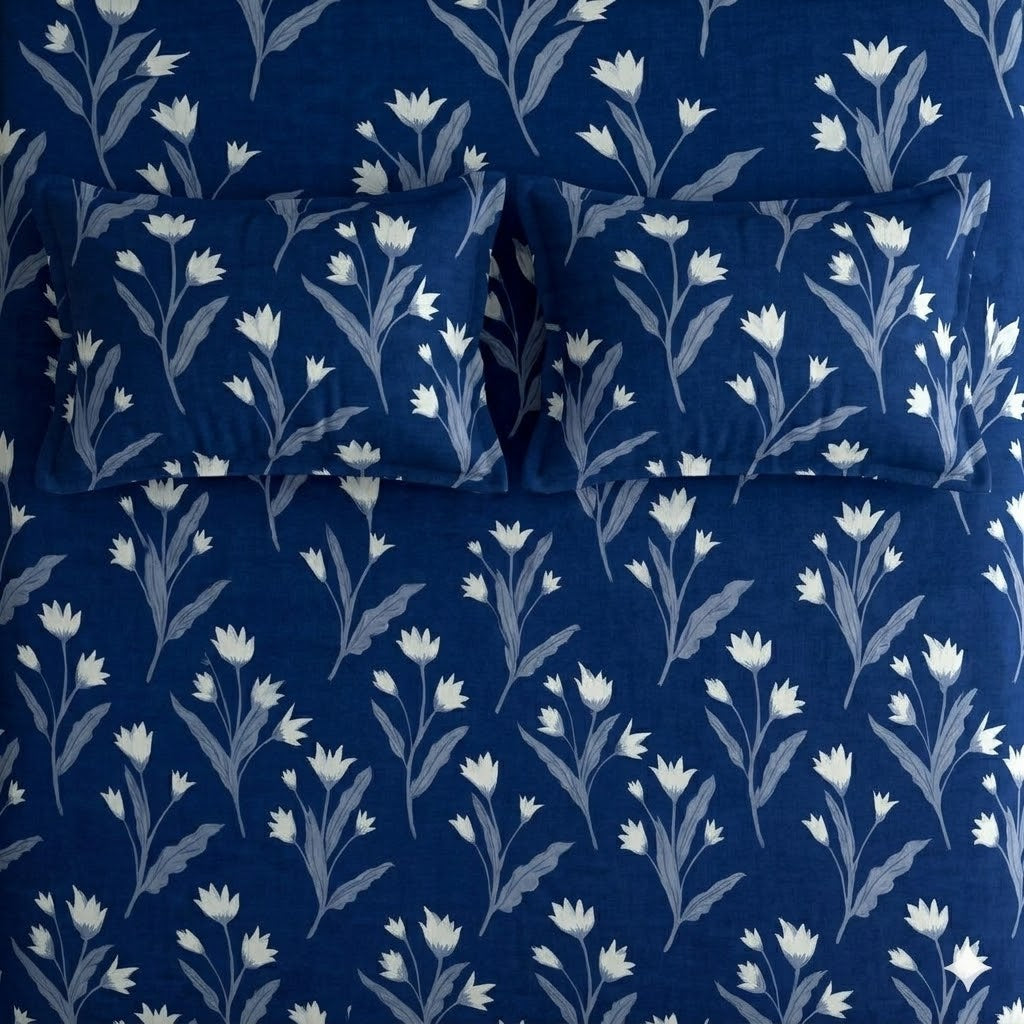 Glace Cotton Double Bedsheet with 2 Pillow Covers - Fade Resistant Soft Breathable Fabric