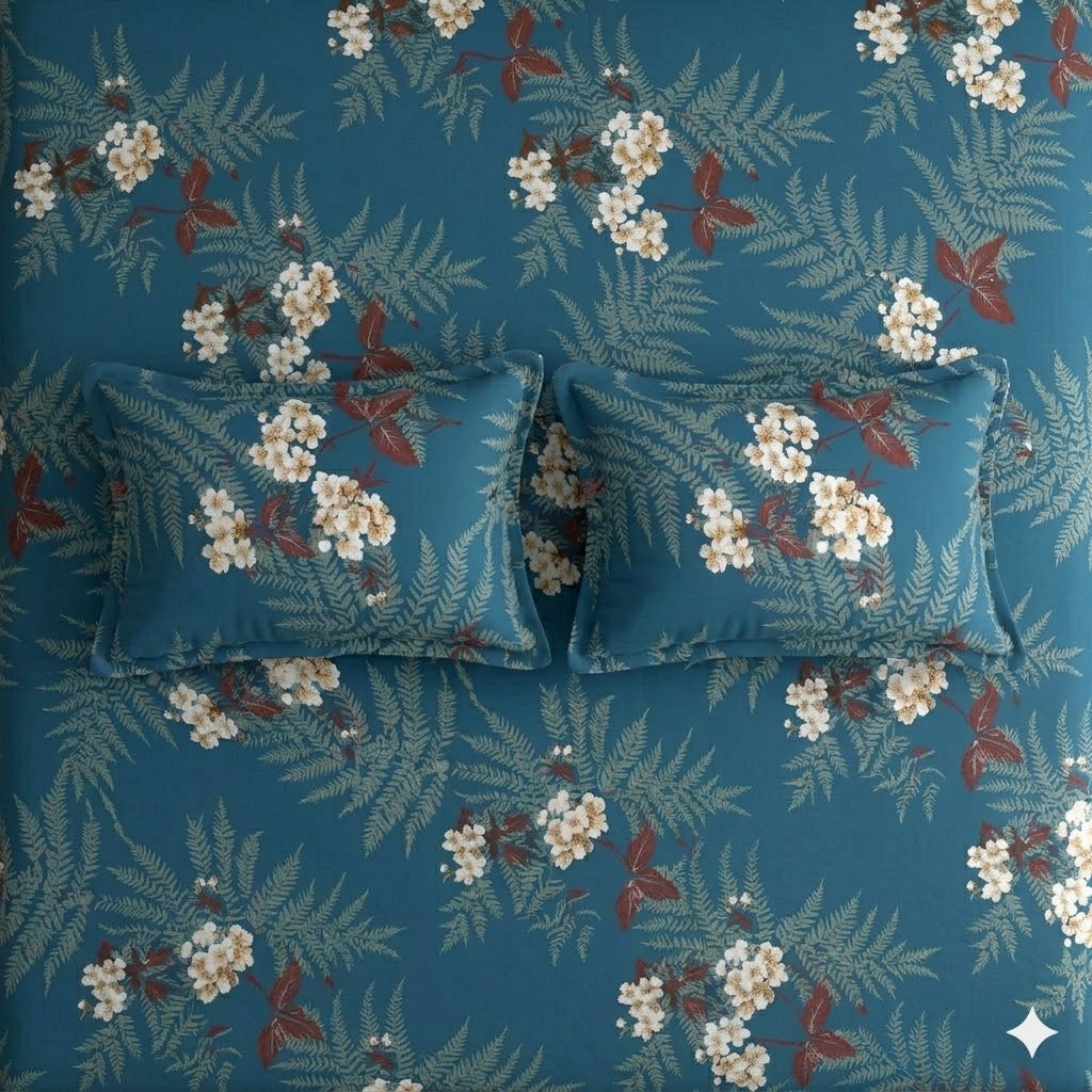 Glace Cotton Double Bedsheet with 2 Pillow Covers - Fade Resistant Soft Breathable Fabric