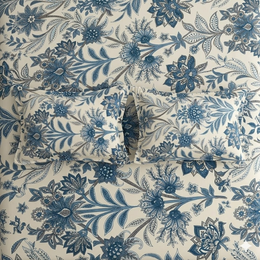 Glace Cotton Double Bedsheet with 2 Pillow Covers - Fade Resistant Soft Breathable Fabric