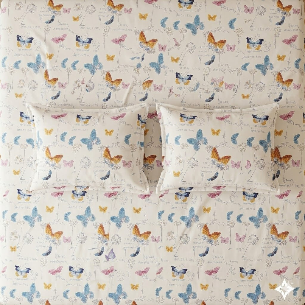 Glace Cotton Double Bedsheet with 2 Pillow Covers - Fade Resistant Soft Breathable Fabric