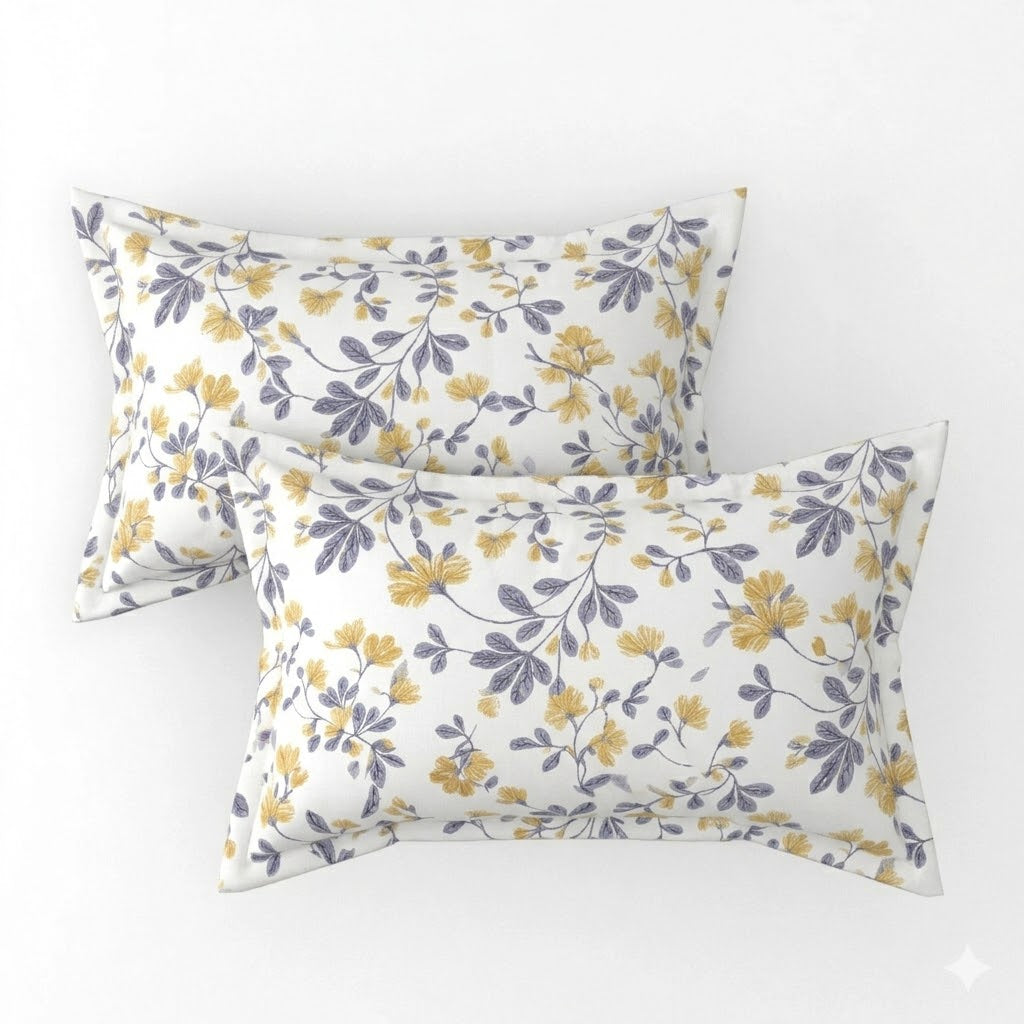Glace Cotton Double Bedsheet with 2 Pillow Covers - Fade Resistant Soft Breathable Fabric
