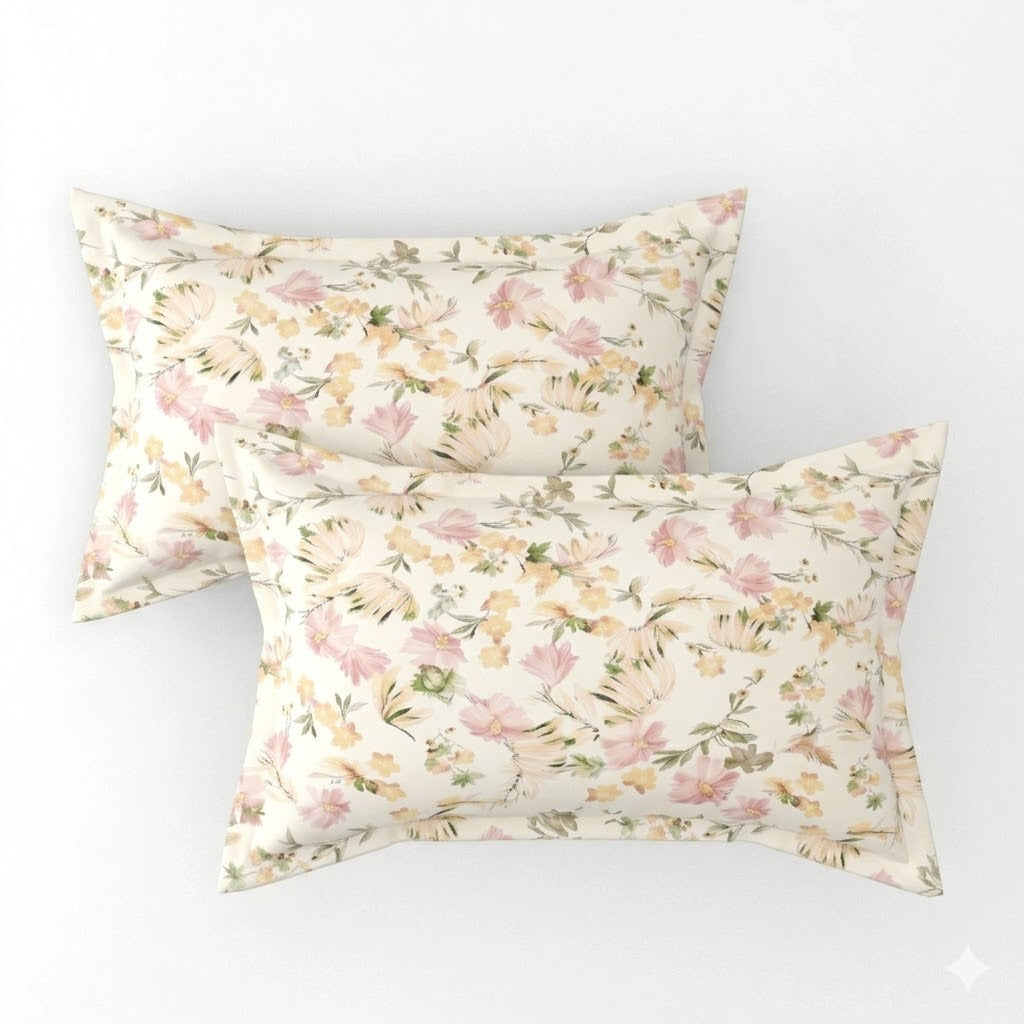 Glace Cotton Double Bedsheet with 2 Pillow Covers - Fade Resistant Soft Breathable Fabric