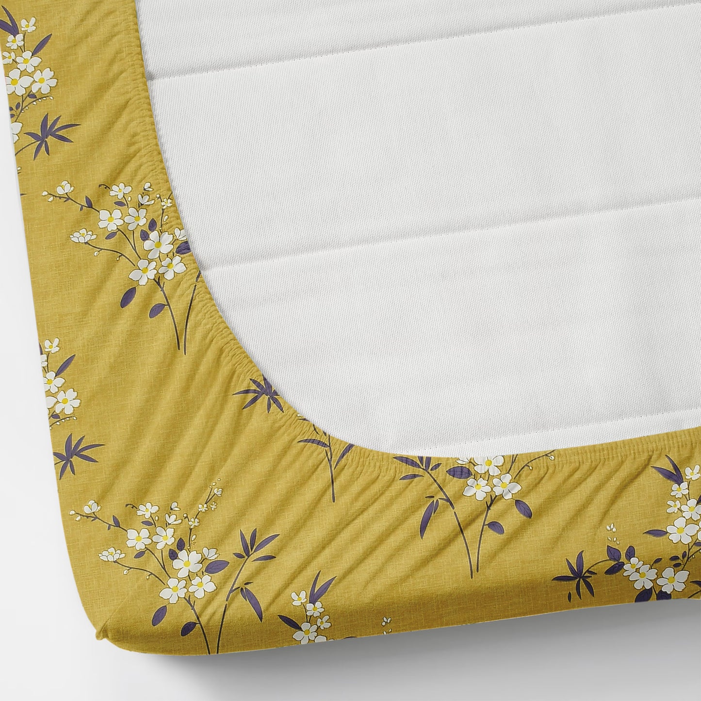 Cotton Bolls Fitted Elastic King Size Double Bedsheet