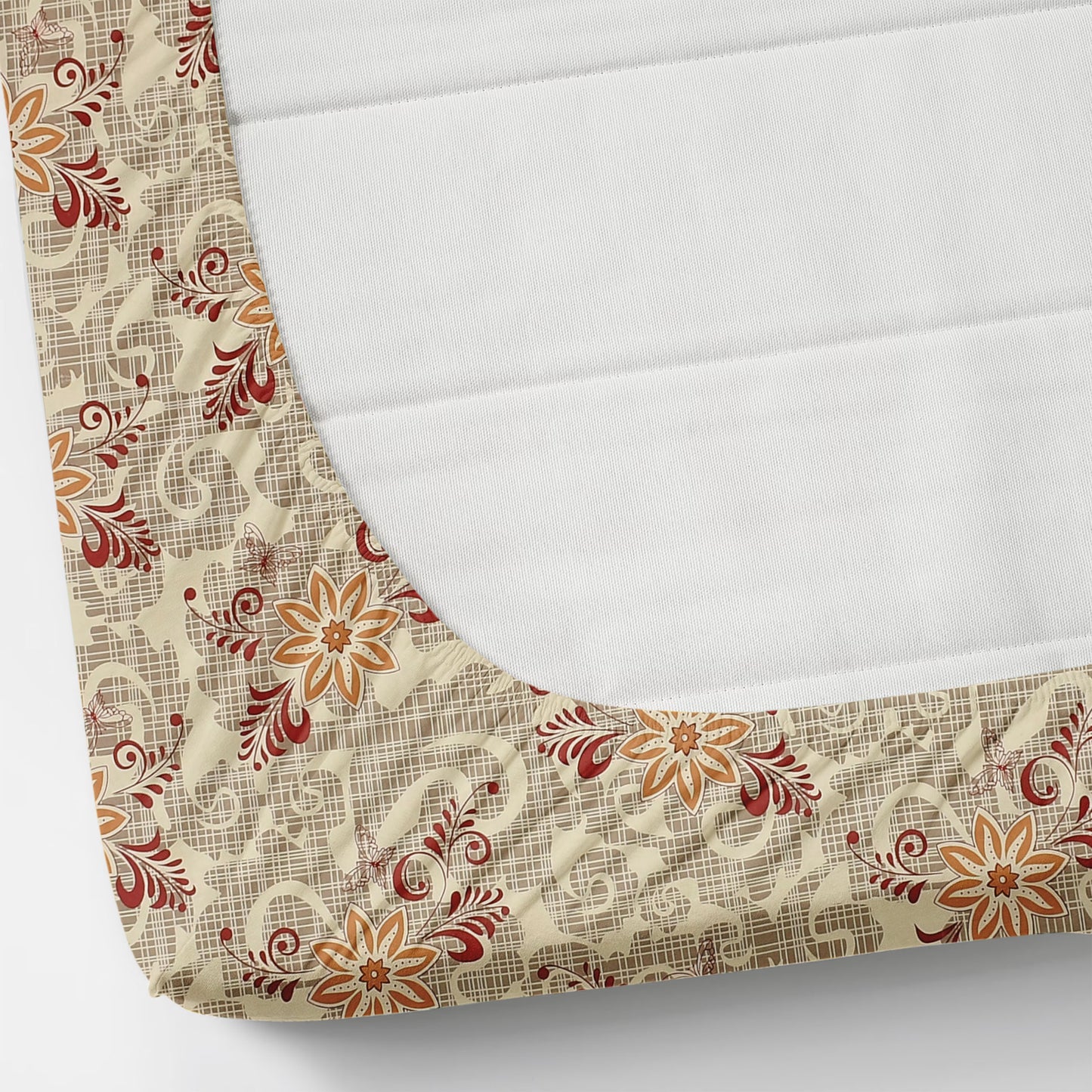 Cotton Bolls Fitted Elatic King Size Double Bedsheet