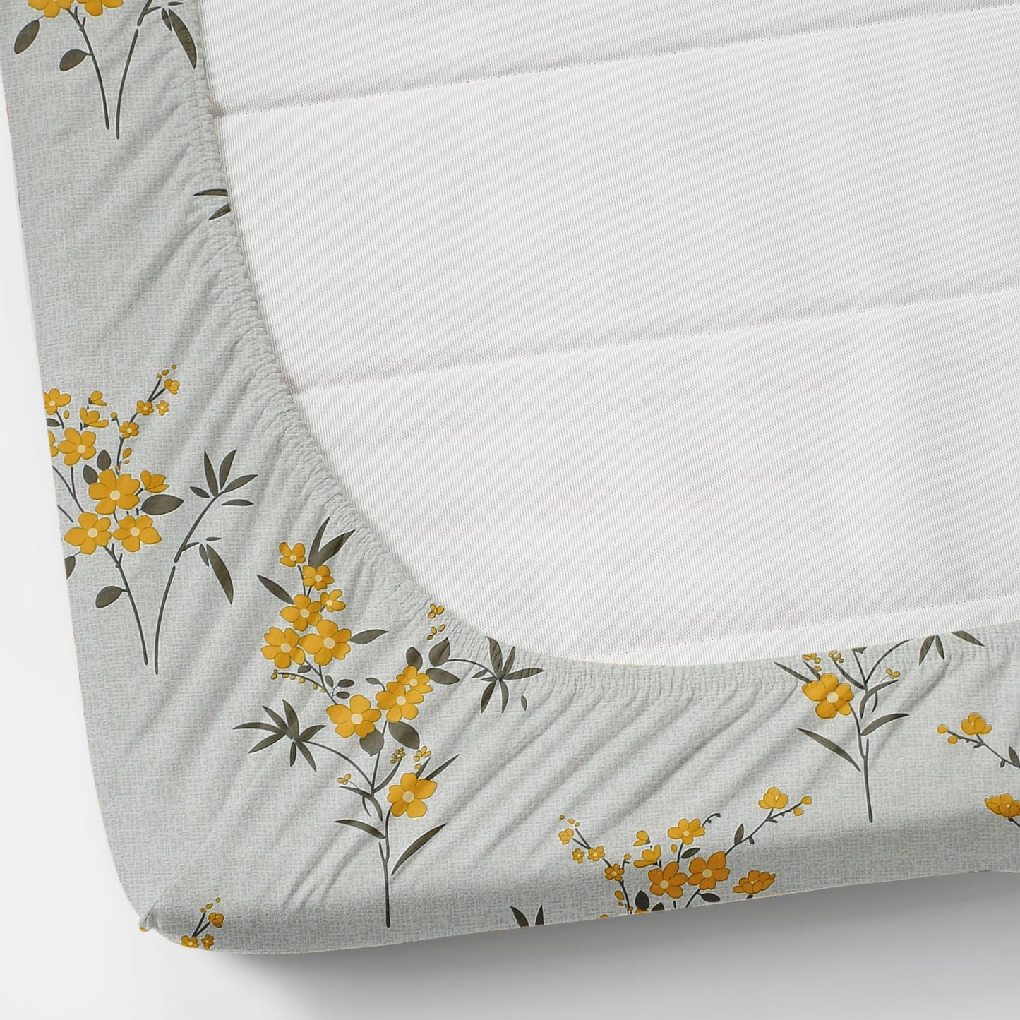 Cotton Bolls Fitted Elatic King Size Double Bedsheet