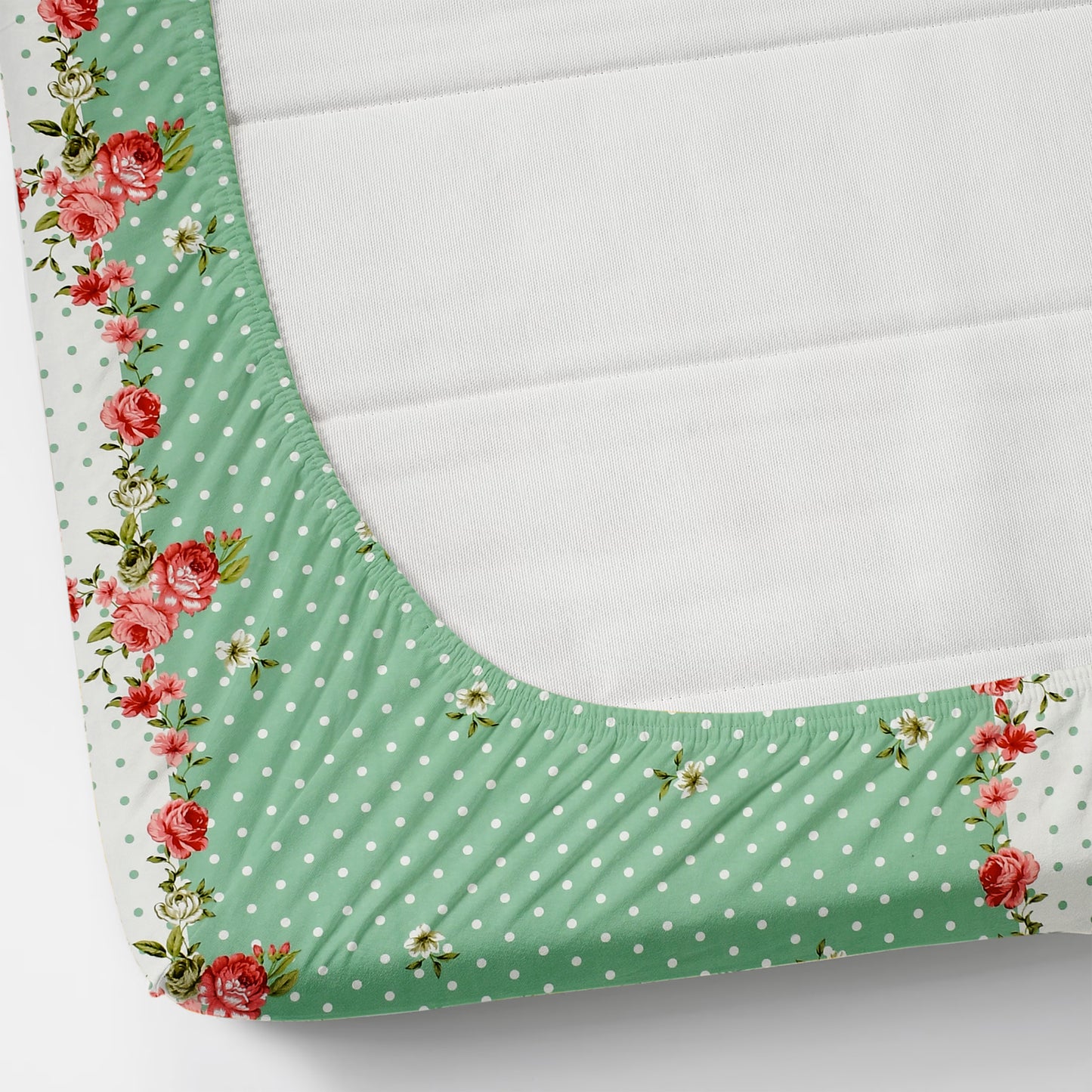 Cotton Bolls Fitted Elatic King Size Double Bedsheet