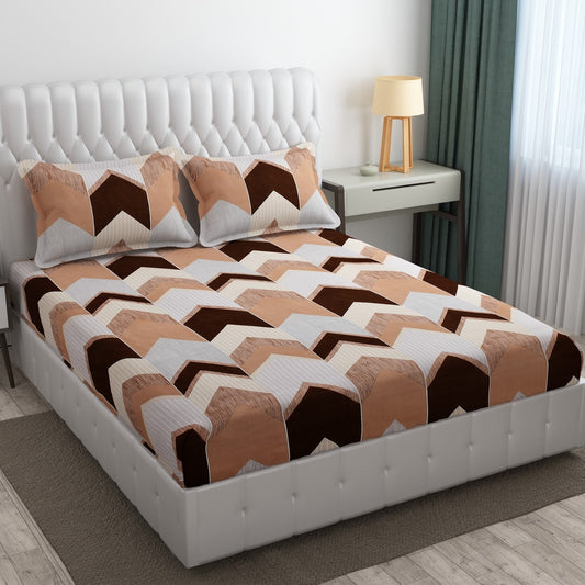 Cotton Bolls Fitted Elatic King Size Double Bedsheet
